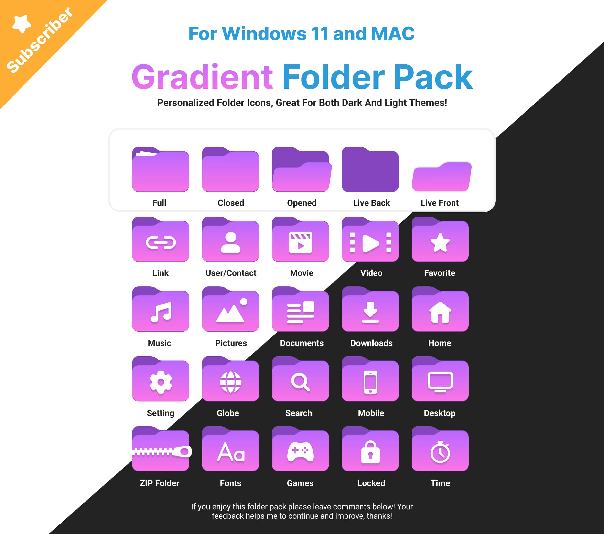 Gradient folder icon pack for Windows 11